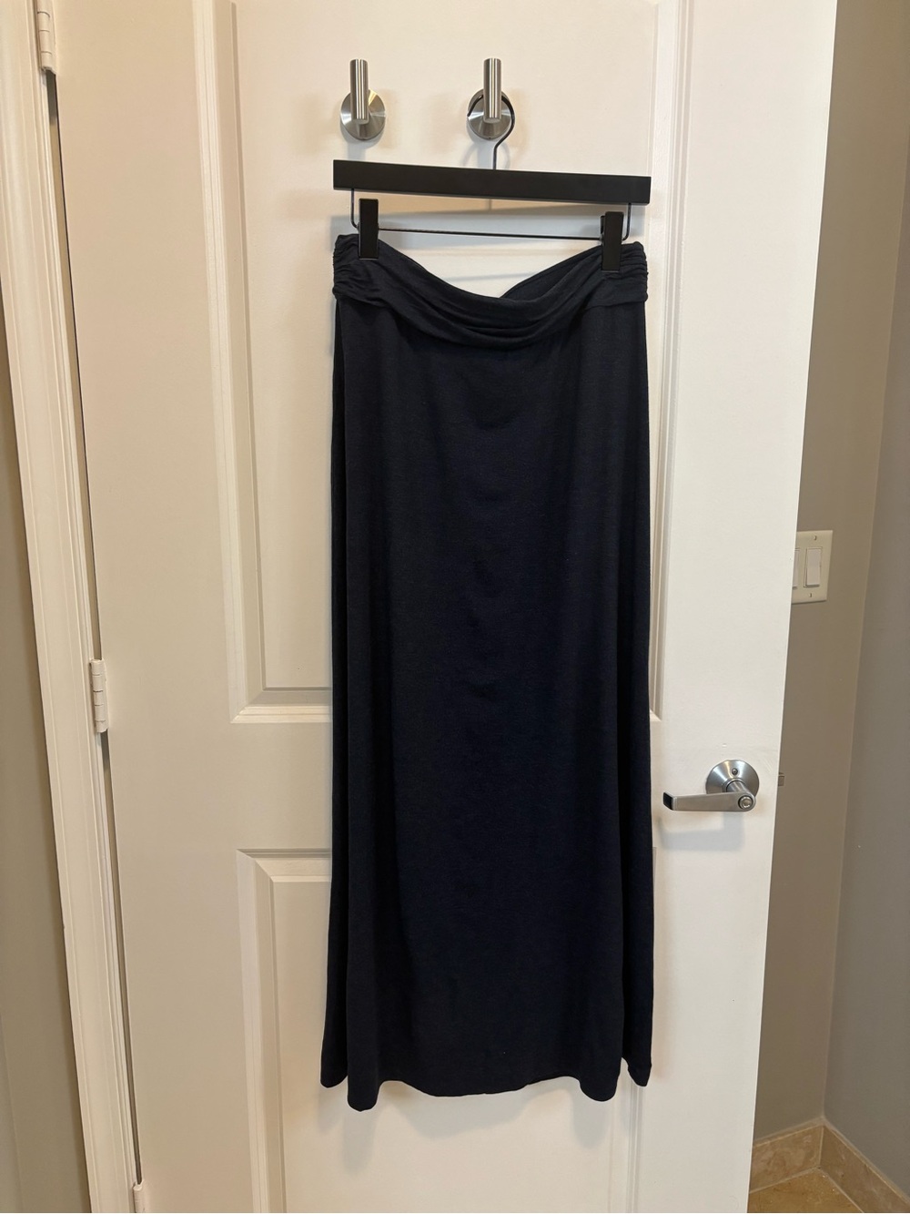J. Crew Navy Gathered Waist Maxi Skirt